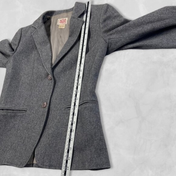 Vintage Mister Leonard Wool Blazer Notched Lapels Button Front Closure Gray W 10 - Picture 6 of 12